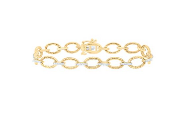 10kt Yellow Gold Womens Round Diamond 1/4CTW-NAT DIA P2 GIFT LADIES BRACELET (7 INCH)