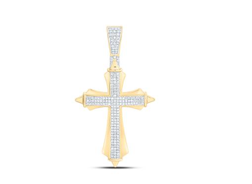 10kt Yellow Gold Mens Round Diamond 5/8CTW-NAT DIA NK CROSS MENS CHARM