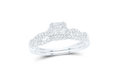 10k  Gold Princess Diamond Nicoles Dream Collection Bridal Wedding Ring Set 1/2 Cttw