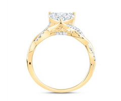 14kt yellow  Gold Round Diamond Cluster Bridal Wedding Ring Band Set 1/2 Cttw