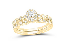 10k  Gold Round Diamond Stackable Bridal Wedding Ring Set 1/3 Cttw