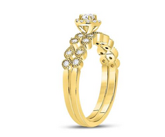 10k  Gold Round Diamond Stackable Bridal Wedding Ring Set 1/3 Cttw