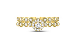 10k  Gold Round Diamond Stackable Bridal Wedding Ring Set 1/3 Cttw