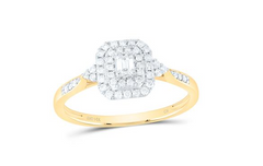 14kt women  Diamond 1/3CTW-NAT DIA CN EMERALD DOUBLE HALO ENGAGEMENT RING