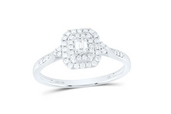 14kt women  Diamond 1/3CTW-NAT DIA CN EMERALD DOUBLE HALO ENGAGEMENT RING