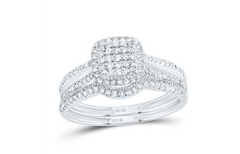 10kt  Gold Diamonds 1/2CTW-NAT DIA NK CUSHION SINGLE HALO BRIDAL SET
