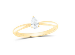 14kt  Gold Womens 1/4CTW-NAT DIA I1 IJ PEAR SOLITAIRE RING
