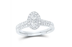 10kt  Gold 1/2CTW-NAT DIA NK OVAL SINGLE HALO BRIDAL SET