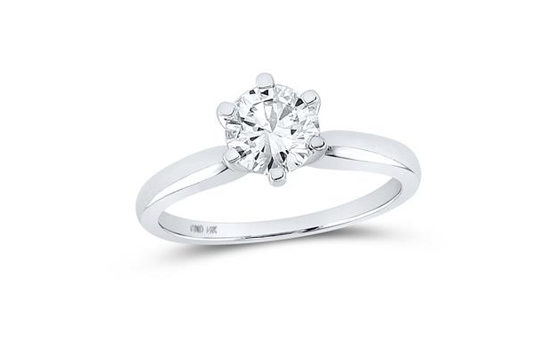 14k White Gold Round Diamond Solitaire Excellent Bridal Ring 1 Cttw (Certified)