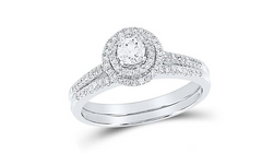 10k White Gold Round Diamond Bridal Wedding Ring Set 1/2 Cttw (Certified)