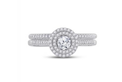 10k White Gold Round Diamond Bridal Wedding Ring Set 1/2 Cttw (Certified)