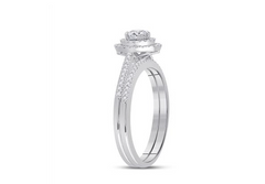 10k White Gold Round Diamond Bridal Wedding Ring Set 1/2 Cttw (Certified)