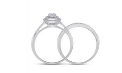 10k White Gold Round Diamond Bridal Wedding Ring Set 1/2 Cttw (Certified)