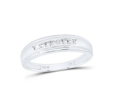 10kt White Gold Mens Round Diamond Wedding Band Ring 1/12 Cttw