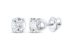 14kt White Gold Womens Round Diamond Solitaire Earrings 1/2 Cttw (Certified)