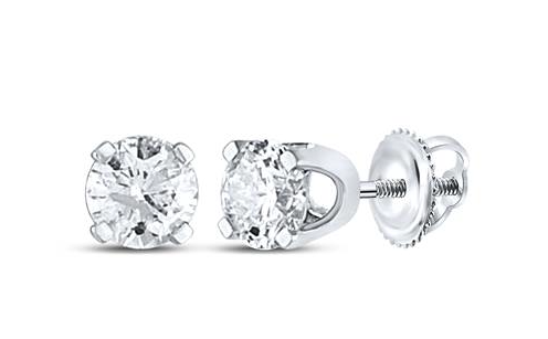 14kt White Gold Womens Round Diamond Solitaire Earrings 1/2 Cttw (Certified)