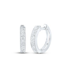 10kt Gold Womens Round Diamond Milgrain Hoop Earrings 1/4 Cttw