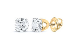 14kt Gold Womens Round Diamond Solitaire Earrings 1/4 Cttw (Certified)
