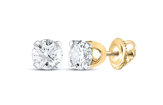 14kt Gold Womens Round Diamond Solitaire Earrings 1/4 Cttw (Certified)