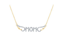 10kt Gold Womens Round Diamond Mom Necklace 18'' 1/6 Cttw