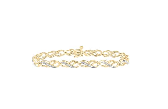 10kt Yellow Gold Womens Round Diamond Infinity Bracelet 1/4 Cttw