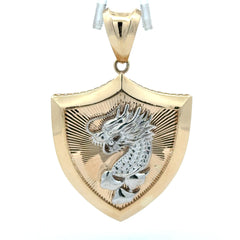 Pendant Dragon on Shield Two-Tone 59 10K