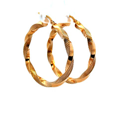 Earrings Twisted Textured Hoops 38 3.5mm 10K