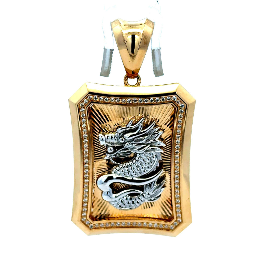 Pendant Dragon on Shield Two-Tone 55.5 14K