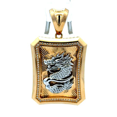 Pendant Dragon on Shield Two-Tone 55.5 14K