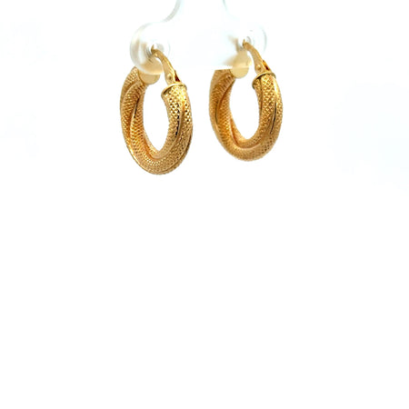 Earrings Twisted Textured Hoops 19.5 4mm 10K