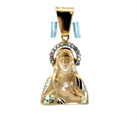 Pendant Jesus’ Blessing with CZ Halo 41.5 14K
