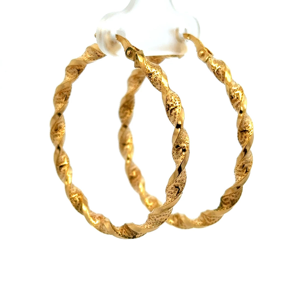 Earrings Twisted Textured Hoops 37.5 3mm 10K