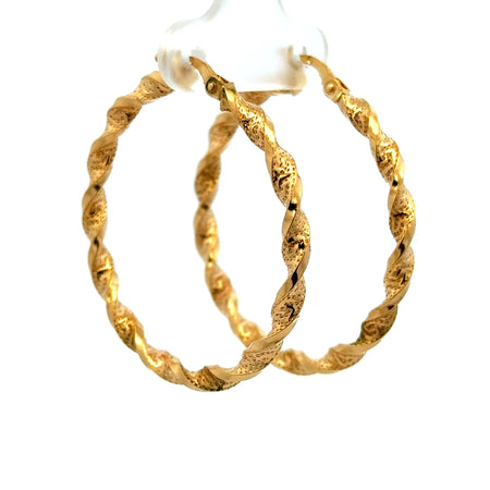 Earrings Twisted Textured Hoops 37.5 3mm 10K