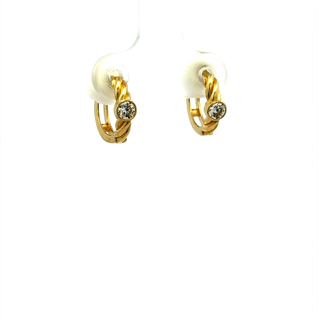 Earrings Huggie with CZ 12 3.5mm 10K