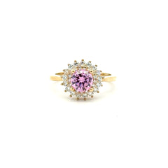 Ring Floral Women Rose Round Stone 7 2mm 10K