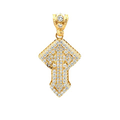 Pendant CZ-Iced Shield Angular Cross 41 10K