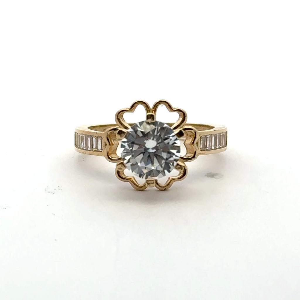 Ring Baguette Band with Stone in Hearts 6.5 2mm 10K