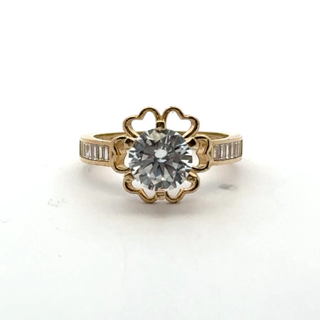 Ring Baguette Band with Stone in Hearts 6.5 2mm 10K