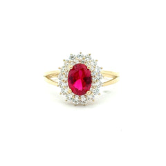Ring Floral Women Wine Oval Stone 7 2mm 10K