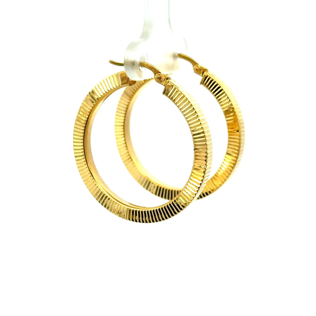 Earrings Textured Hoops 32.5 3mm 10K