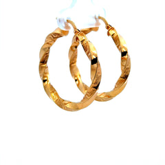 Earrings Twisted Textured Hoops 33 3.5mm 14K