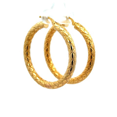 Earrings Textured Hoops 38.5 4mm 10K