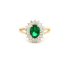 Ring Floral Women Green Oval Stone 7 1.5mm 10K