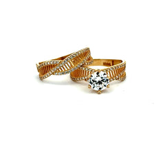 Ring CZ Bridal Set 8 7.5mm 14K