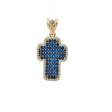 Pendant CZ-Iced Big Blue Cross 37 10K