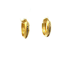 Earrings Huggie with CZ 14.5 4mm 10K