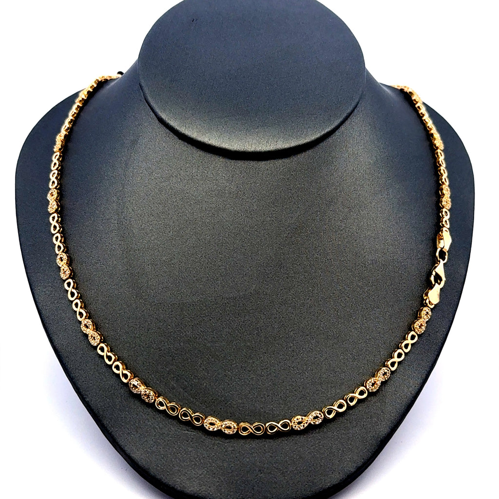 Necklaces Eight/Iced Eight Link 3mm 18" 10K