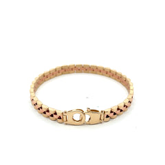 Bracelet Two-Tone Brick Link Rose 6mm 8.5" 14K