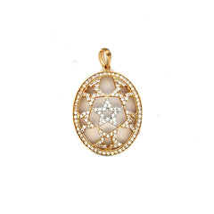 Pendant Oval Pave Star Cutout 34 14K