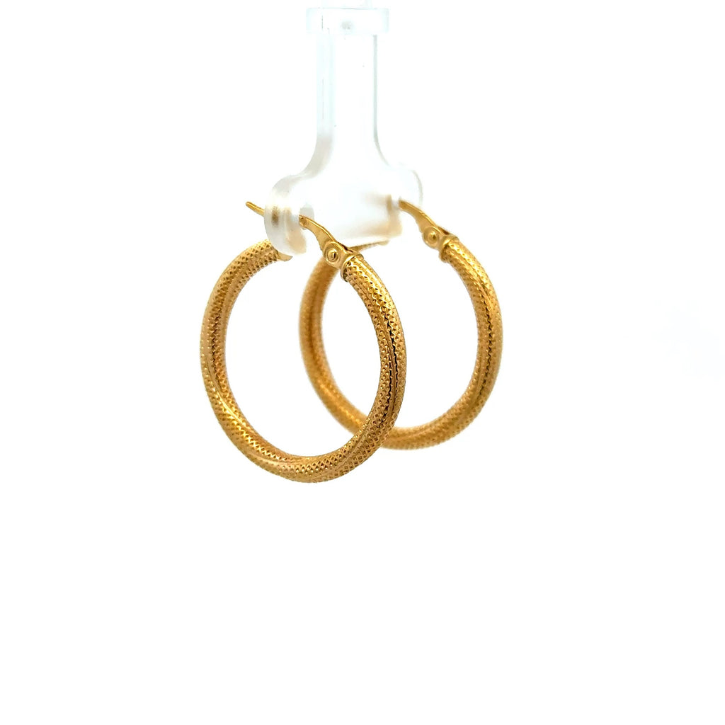 Earrings Twisted Textured Hoops 26.5 2.5mm 10K